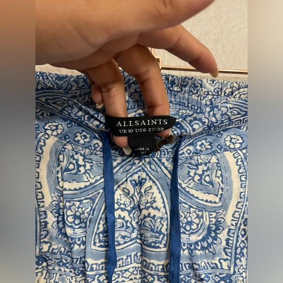 All Saints Aleida Rafaela Paisley Print Shorts In Blue/White - Picture 6 of 11